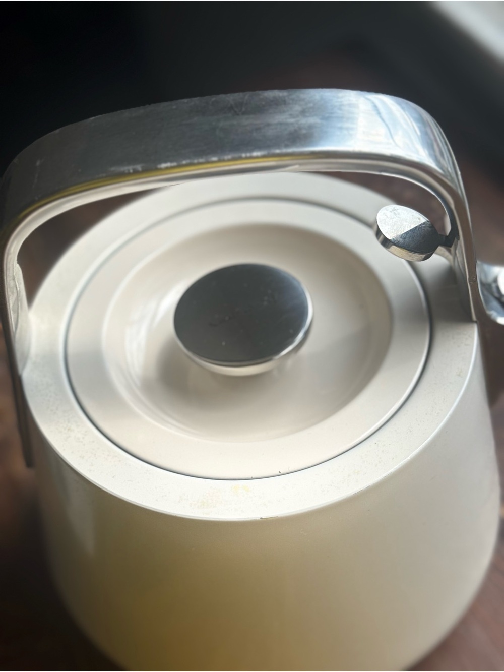Minimal White Stovetop Tea Kettle with Chrome Handle - Picture 9 of 11